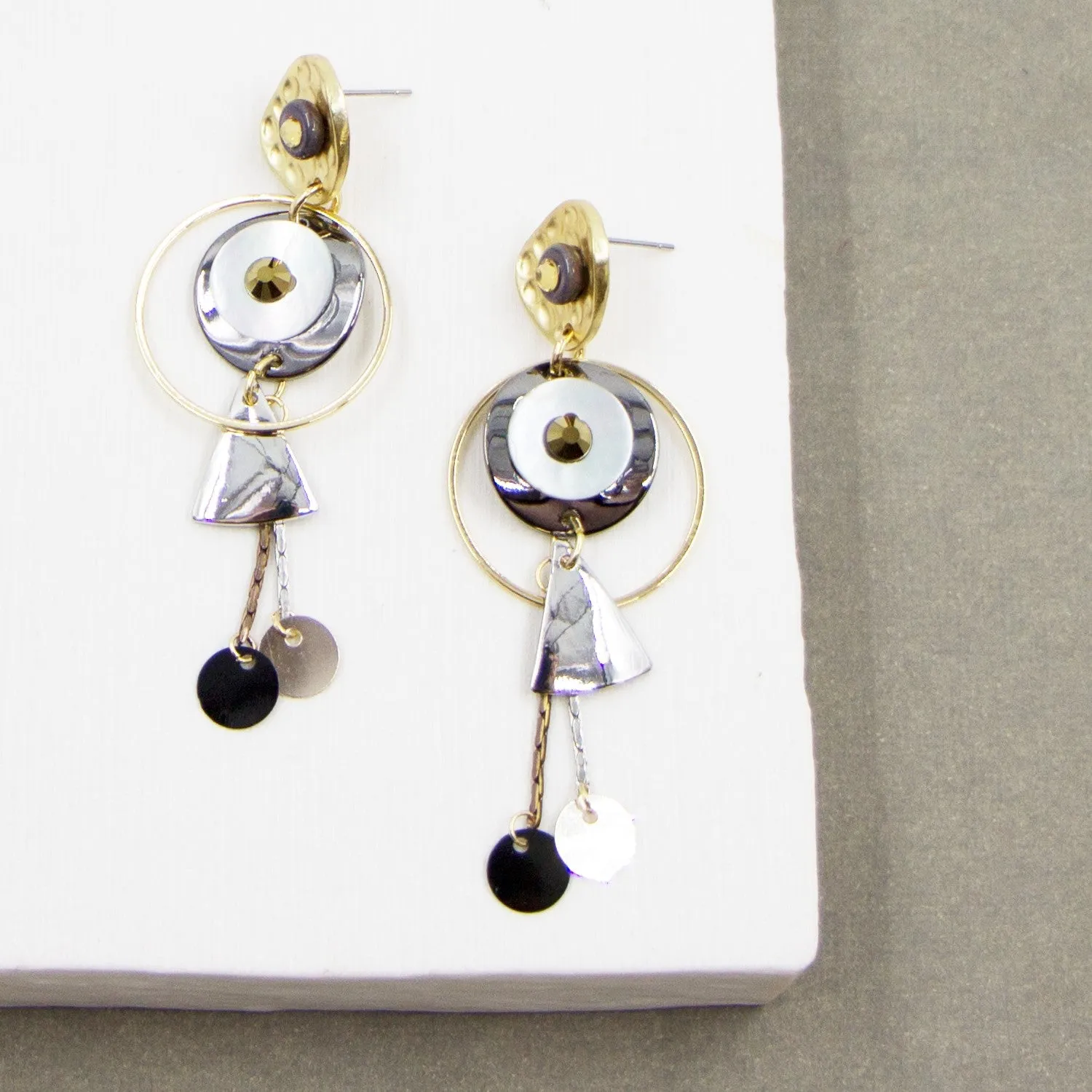 Stylish multi mix circle plated earrings