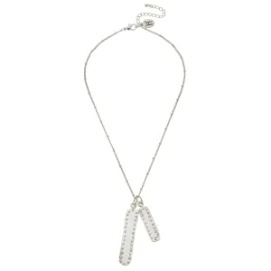 Susan Shaw Handcast Silver Double Bar with Dots Chain Necklace