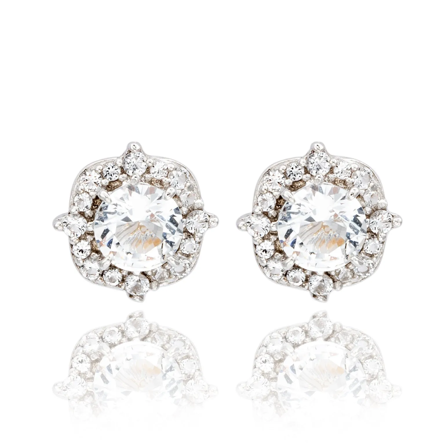 Suzy Levian Sterling Silver White Topaz 0.66cttw Halo Stud Earrings