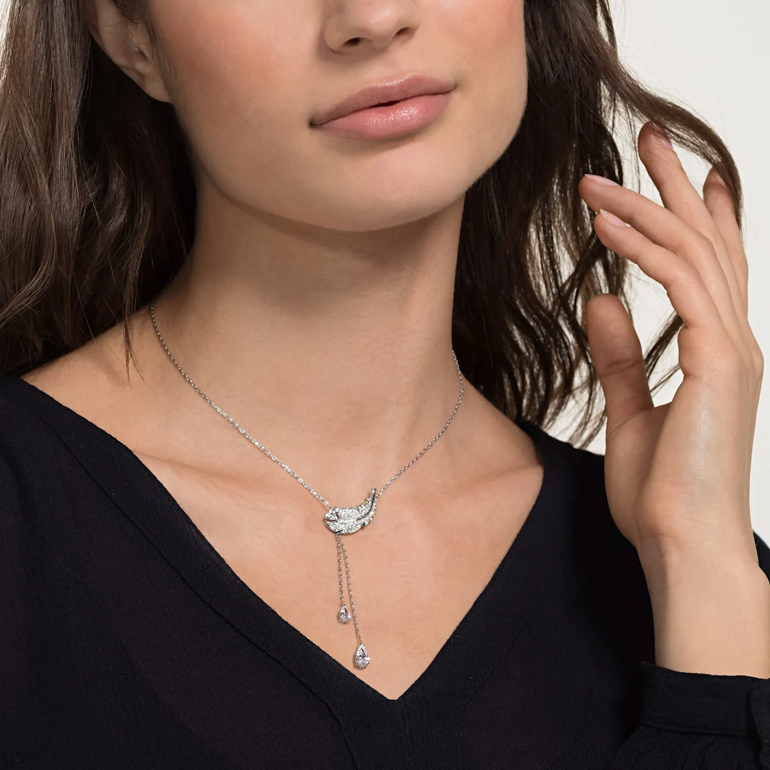 Swarovski Jewelry NICE Y NECKLACE, White, Rhodium -5493397