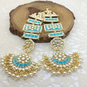 TARA-KUNDAN EARRINGS WITH EARCHAIN