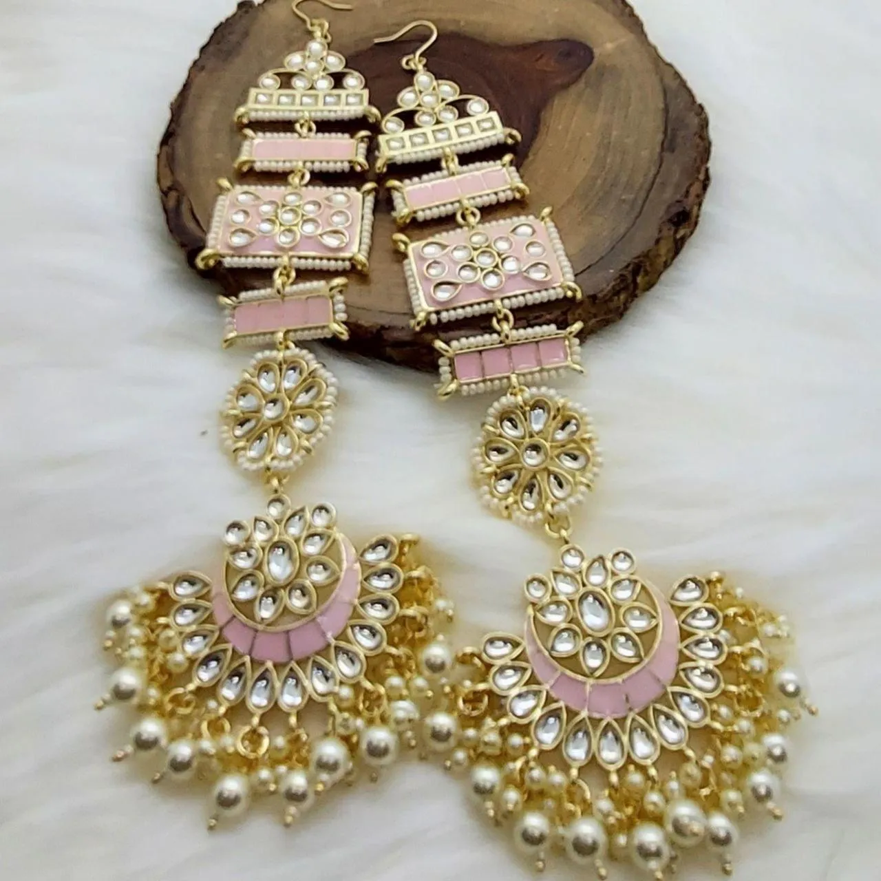 TARA-KUNDAN EARRINGS WITH EARCHAIN