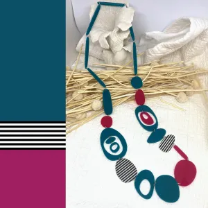 Teal and Crimson ONO Necklace by Skitty Kitty