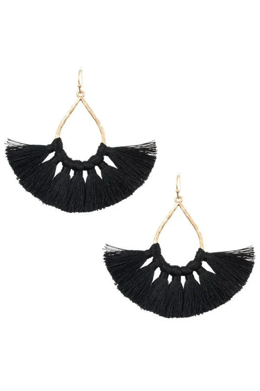 Teardrop Tassel Fan Earrings