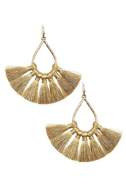 Teardrop Tassel Fan Earrings