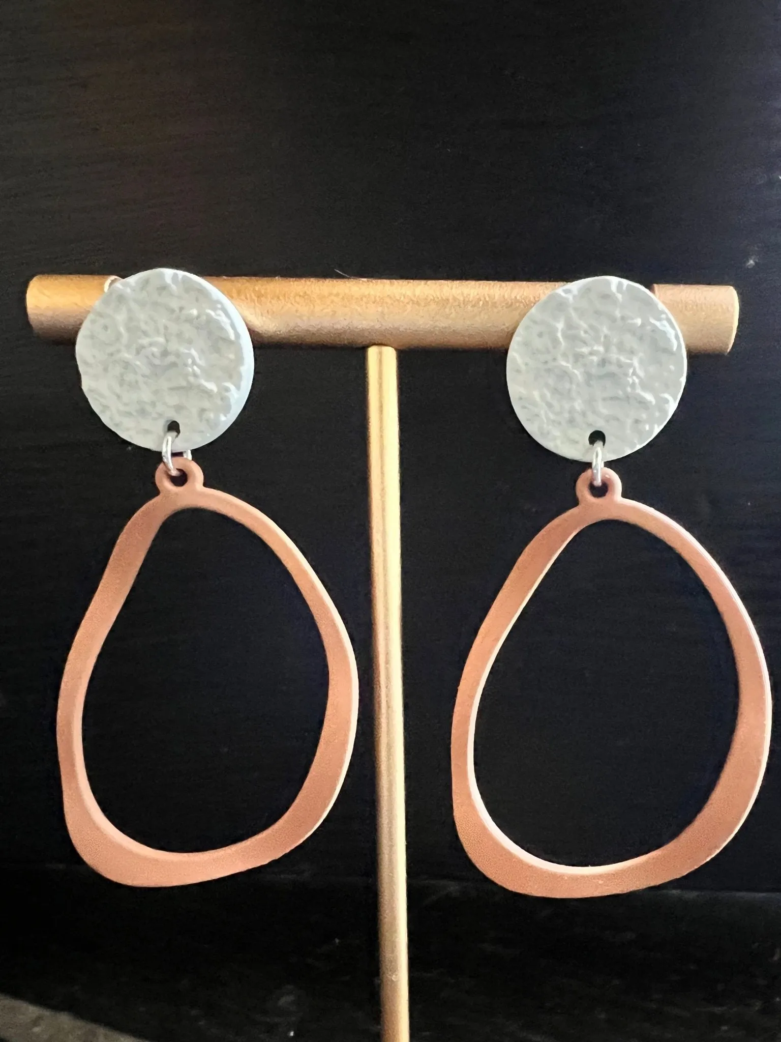 Textured Cream and Tan Earrings