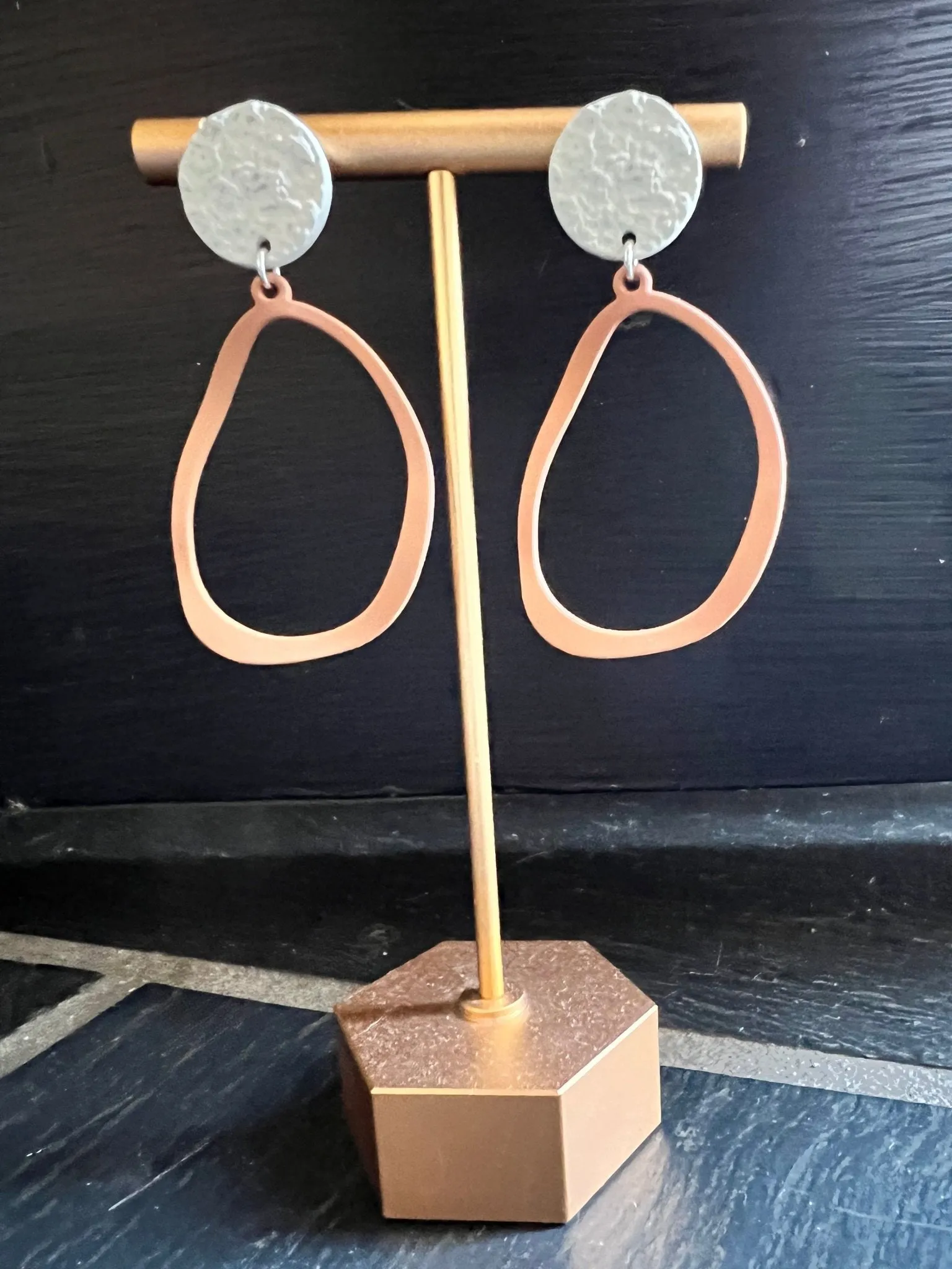 Textured Cream and Tan Earrings