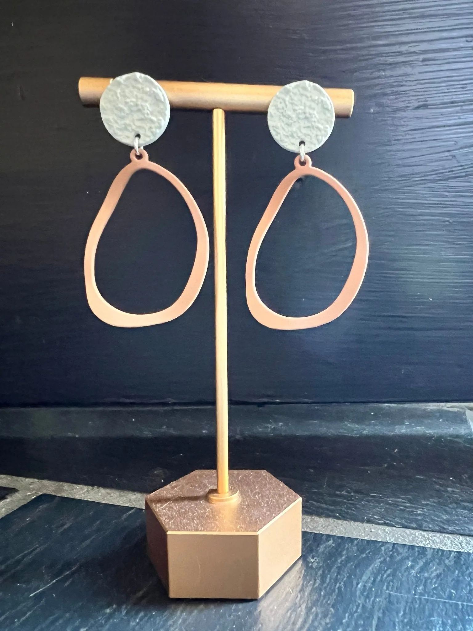 Textured Cream and Tan Earrings
