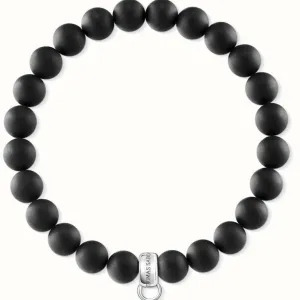 THOMAS SABO As We Love 19cm Black Oval Obsidian Bead Bracelet X0292-023-11-L19