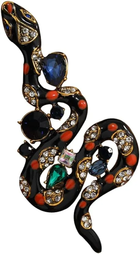 Three Style Green Black Gold Snake Brooches Women Men Rhinestone Enamel Snake Animal Party Casual Brooch Pins Gifts