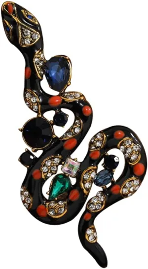 Three Style Green Black Gold Snake Brooches Women Men Rhinestone Enamel Snake Animal Party Casual Brooch Pins Gifts