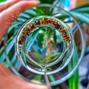 Tiger's Eye Chip Silver Bracelet (Adjustable)