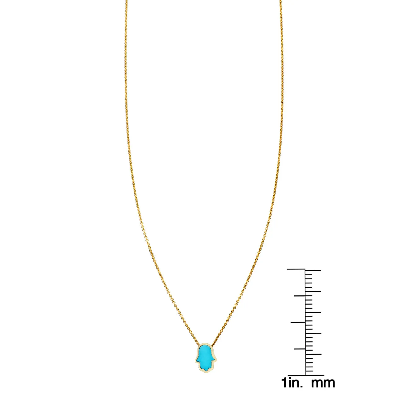 Tiny Turquoise Inlaid Hamsa Hand Necklace