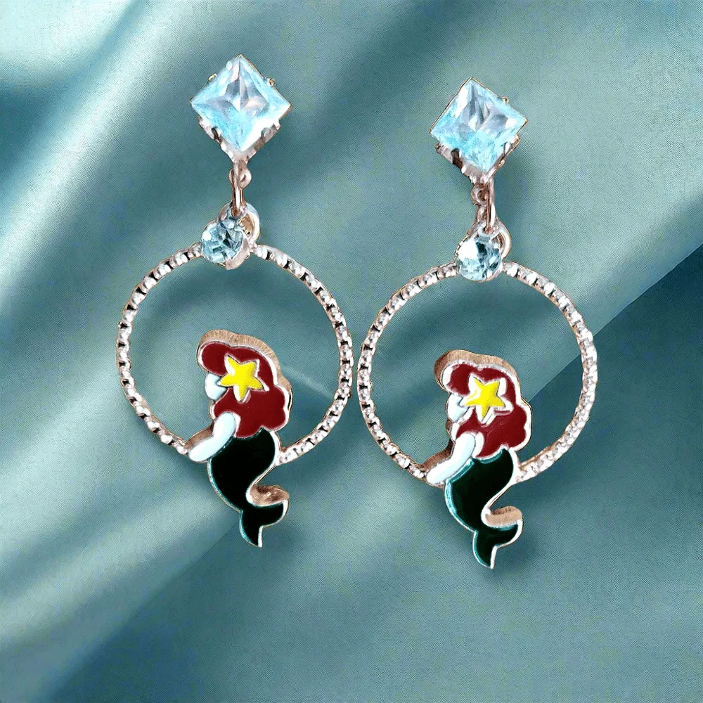 Trendy mermaid shiny earring with korean western stylish danglers