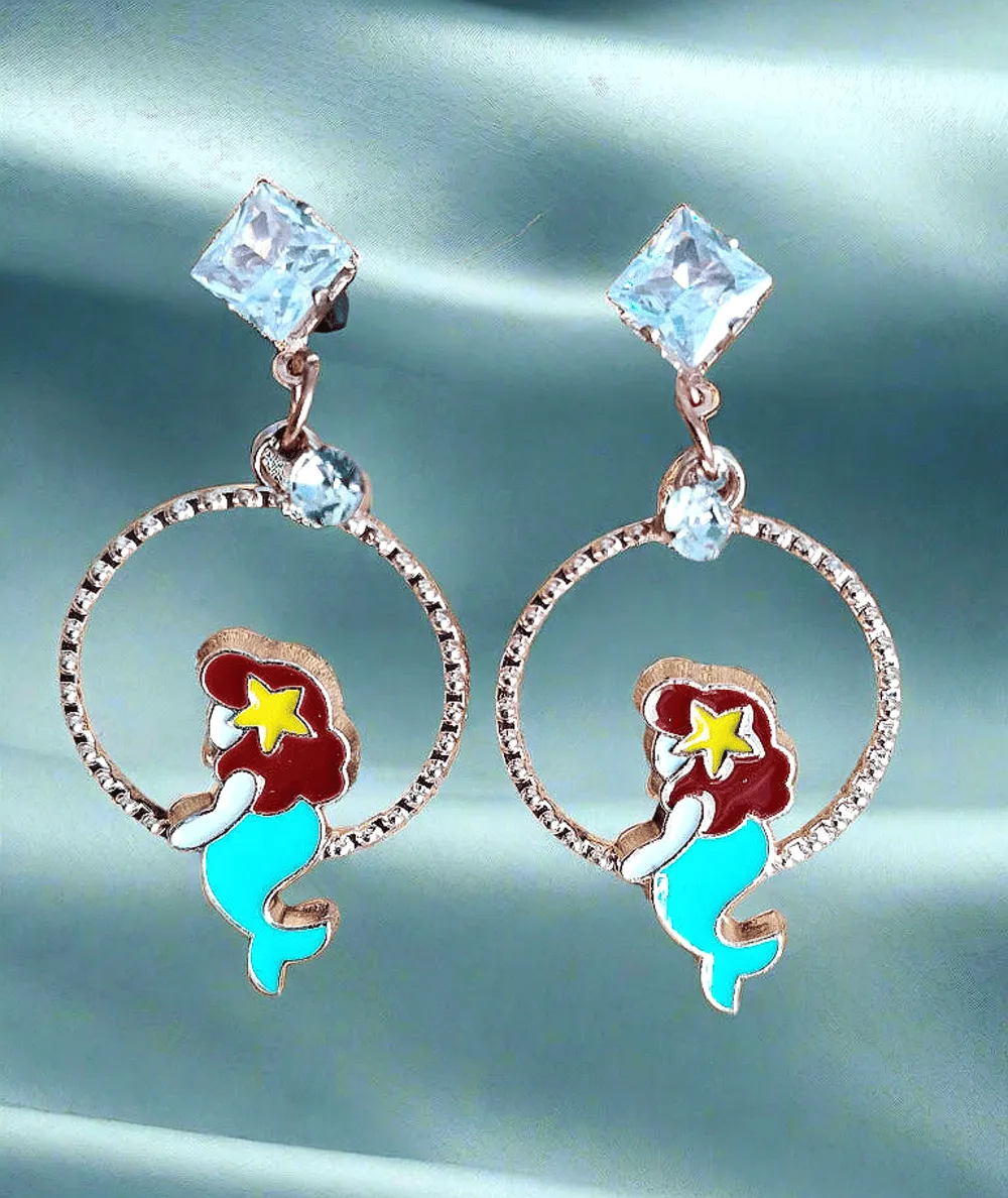 Trendy mermaid shiny earring with korean western stylish danglers