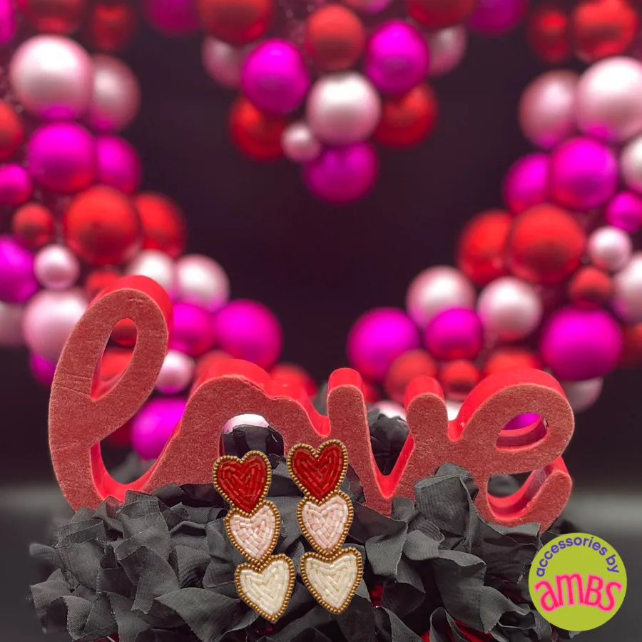 Tri-Color Heart Earrings