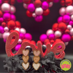 Tri-Color Heart Earrings