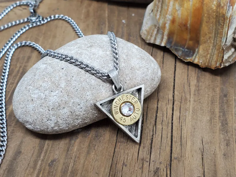 Triangle Pendant Bullet Necklace - Geometric, Modern - Great for Layering!