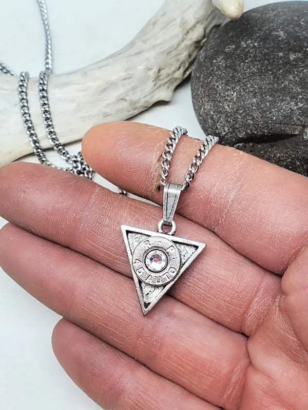 Triangle Pendant Bullet Necklace - Geometric, Modern - Great for Layering!