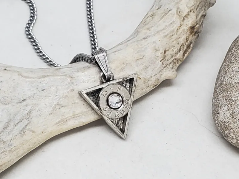 Triangle Pendant Bullet Necklace - Geometric, Modern - Great for Layering!