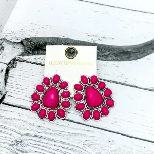 Triangular Cluster Earrings in Hot Pink