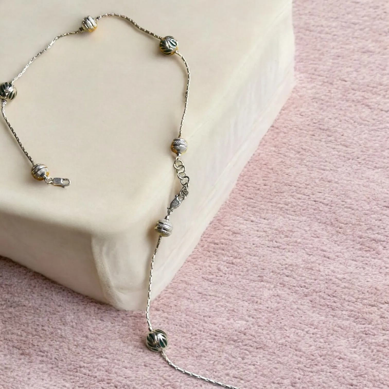 Tribal silver anklet with bold bead
