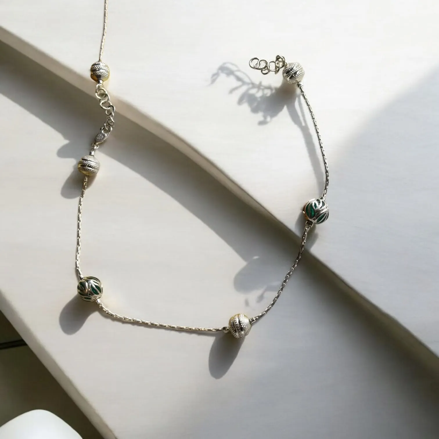 Tribal silver anklet with bold bead