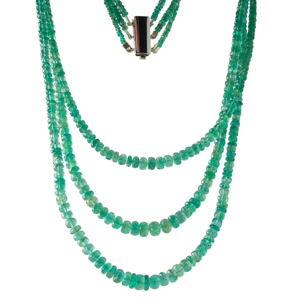 Triple Strand Faceted Emeralds