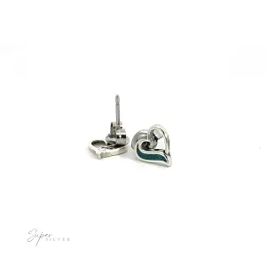 Turquoise Heart Outline Studs