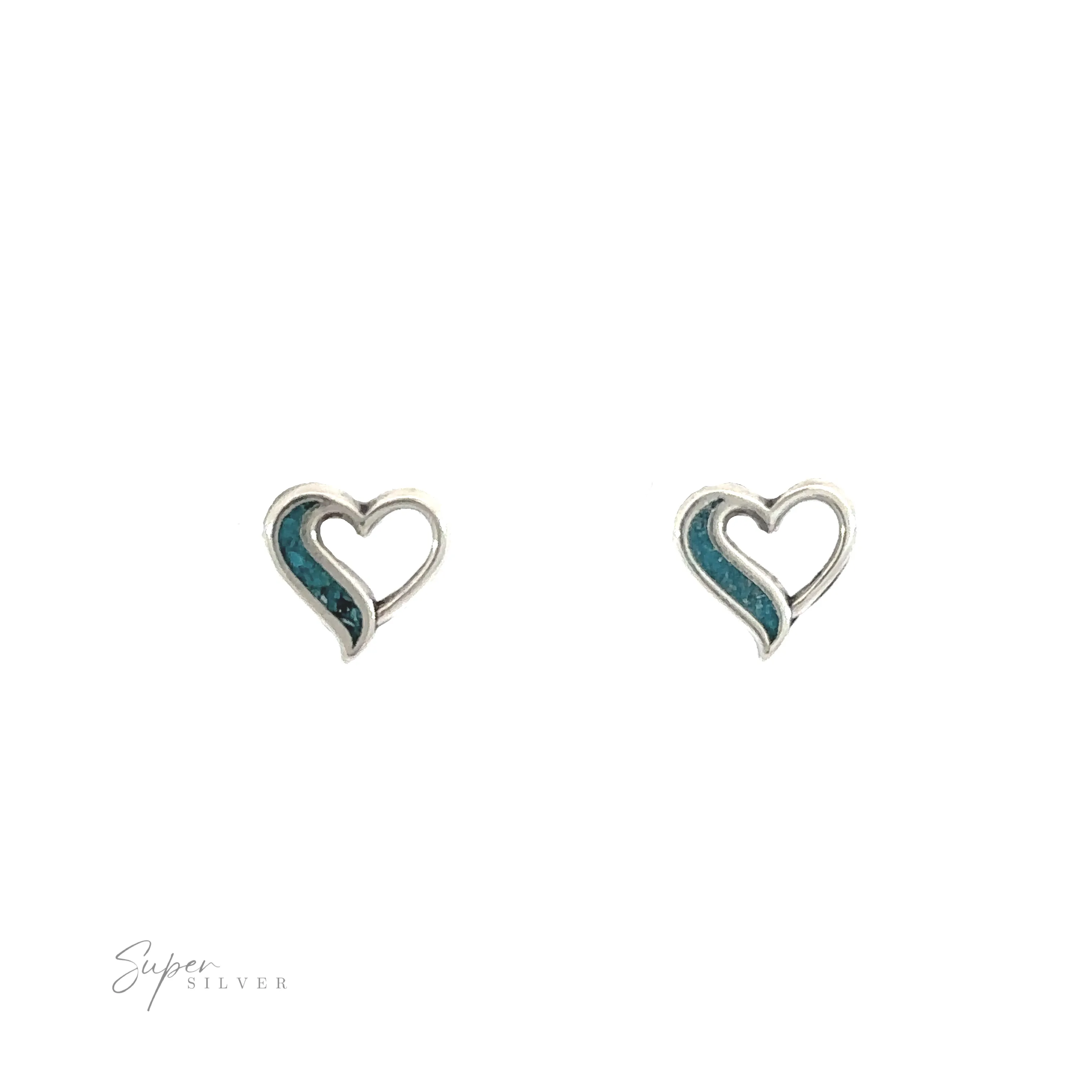 Turquoise Heart Outline Studs