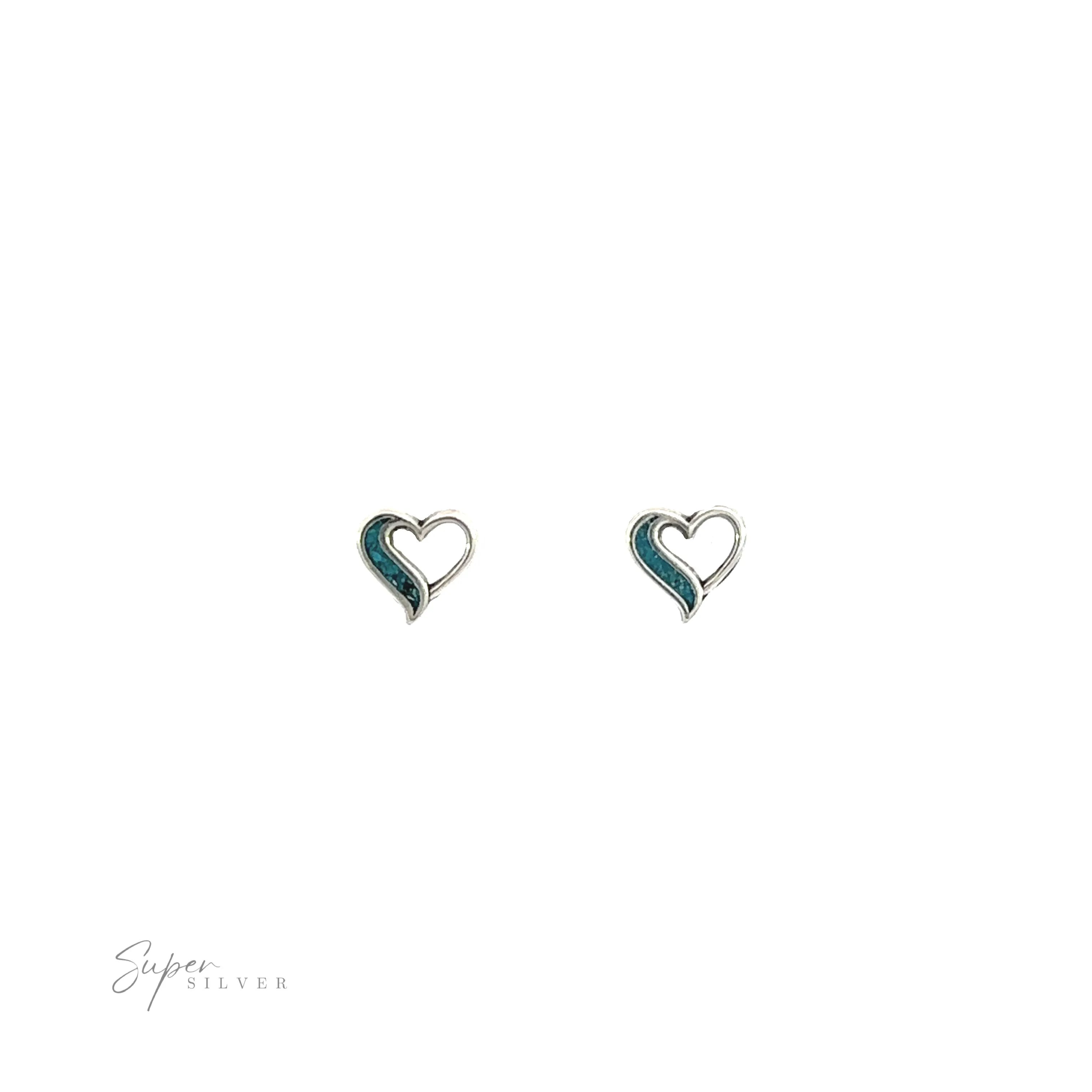 Turquoise Heart Outline Studs