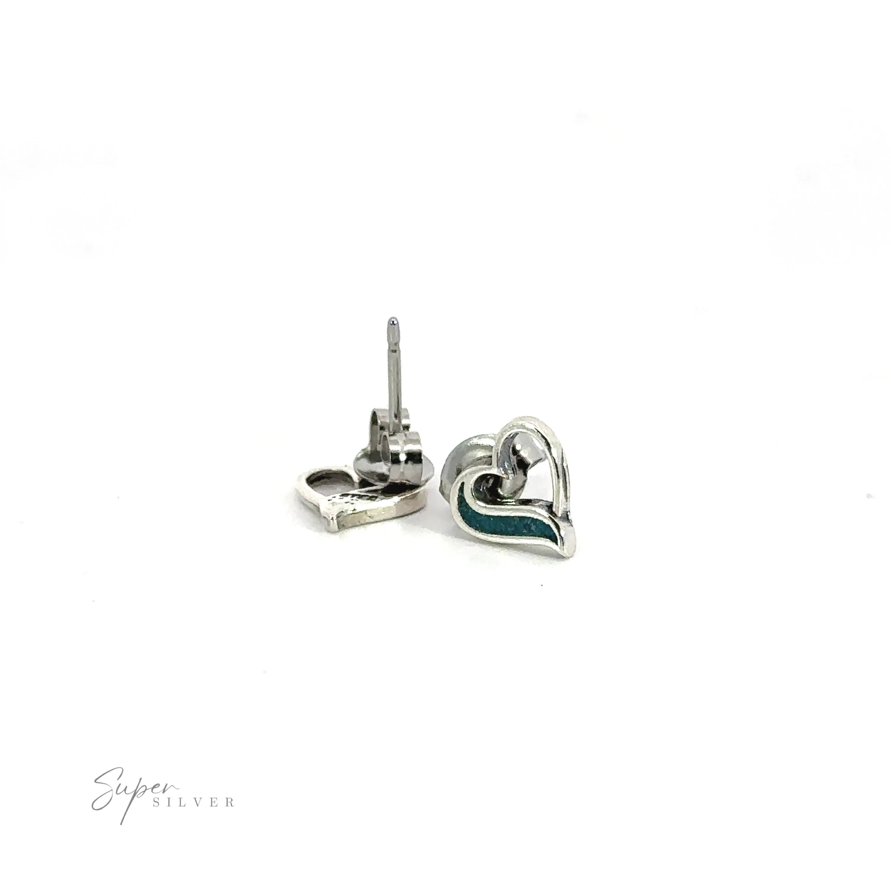 Turquoise Heart Outline Studs