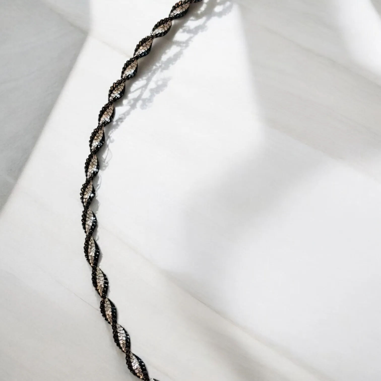Twisted black and rhodium sterling silver Anklet
