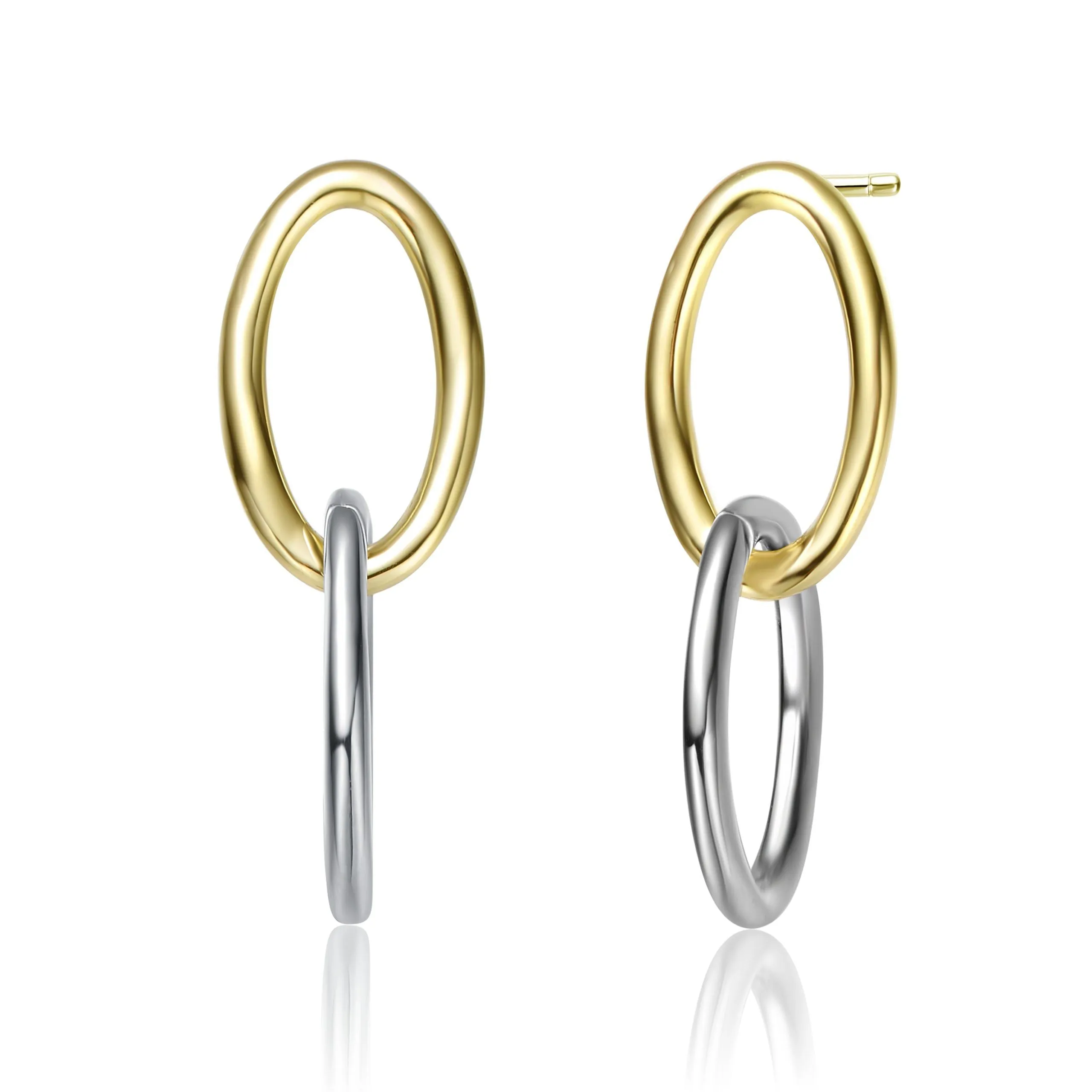Two Tone Plated Dangle Earrings