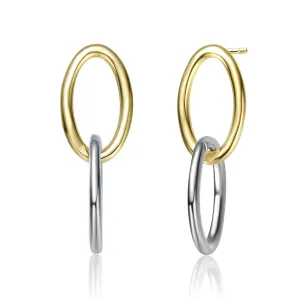 Two Tone Plated Dangle Earrings