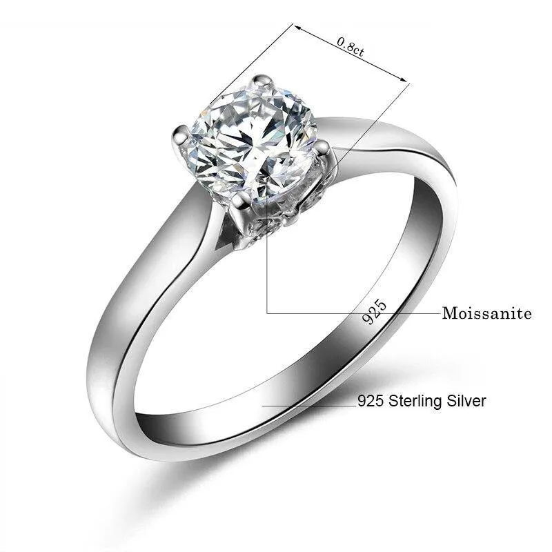 Unique 0.8ct  Luxury Moissanite Diamond Solitaire Ring