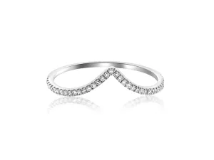 V Shaped Pave Diamond White Gold Ring