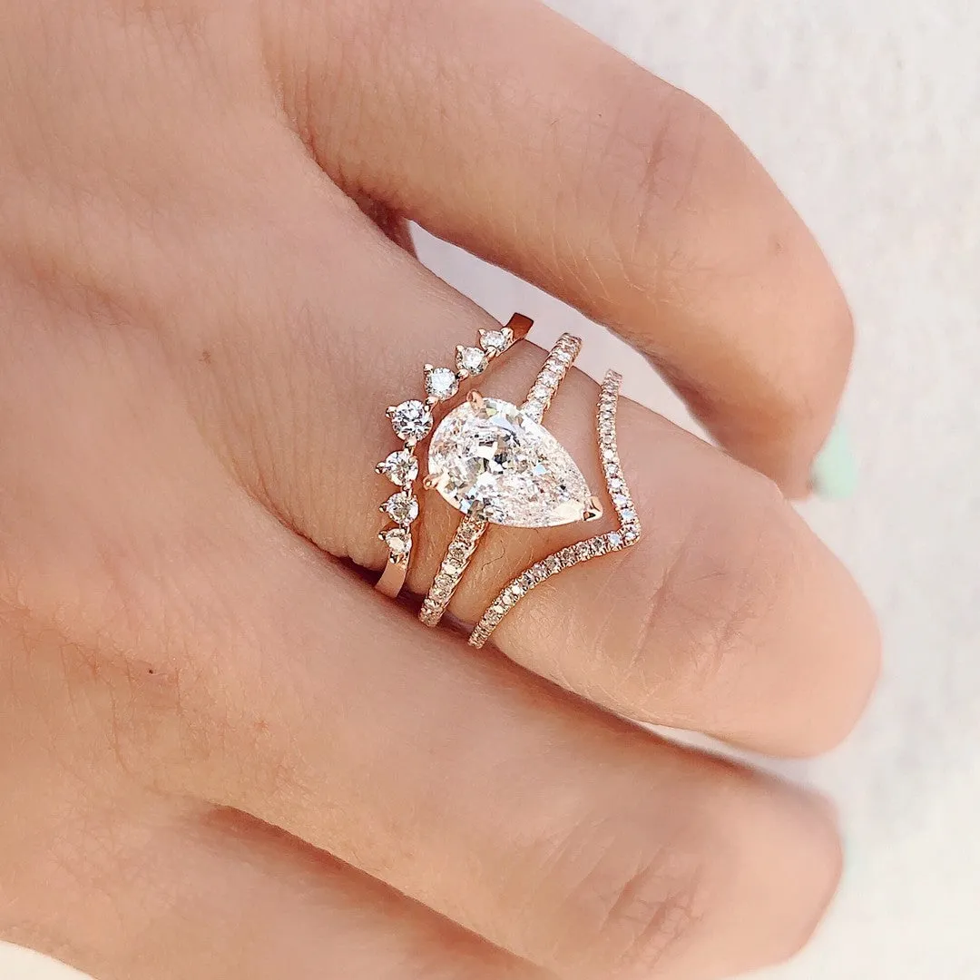 V Shaped Pave Diamond White Gold Ring