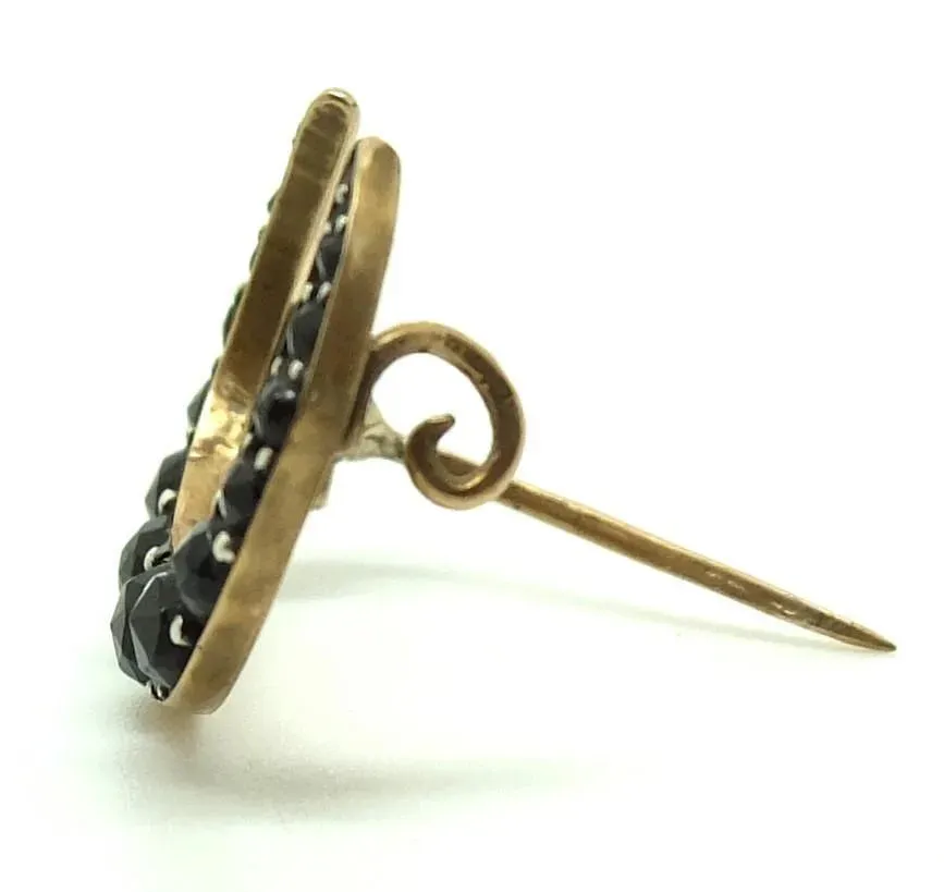 Victorian antique Garnet Gold Crescent Moon Brooch
