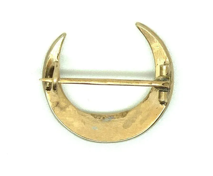 Victorian antique Garnet Gold Crescent Moon Brooch
