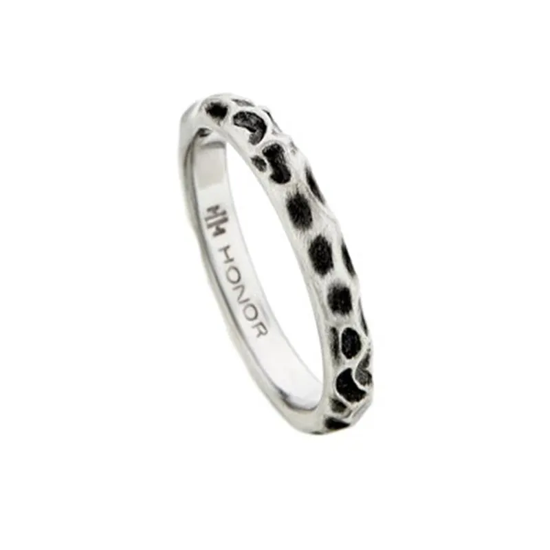 Volcanic Oxidised Sterling Silver Ring plated in Platinum (No 62)