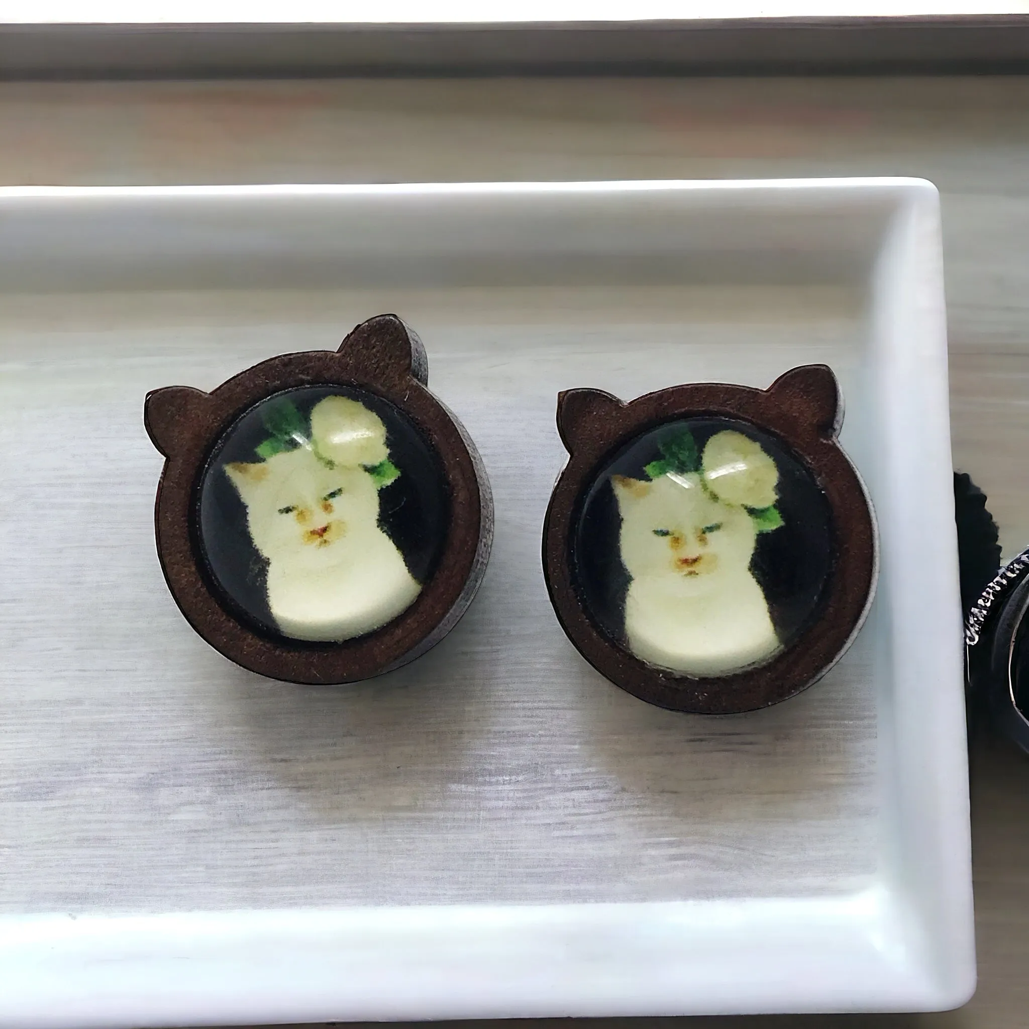 Whimsical Cat & Flower Earrings - Handmade Wooden Cat Shaped Jewelry for Stylish Cat Enthusiasts