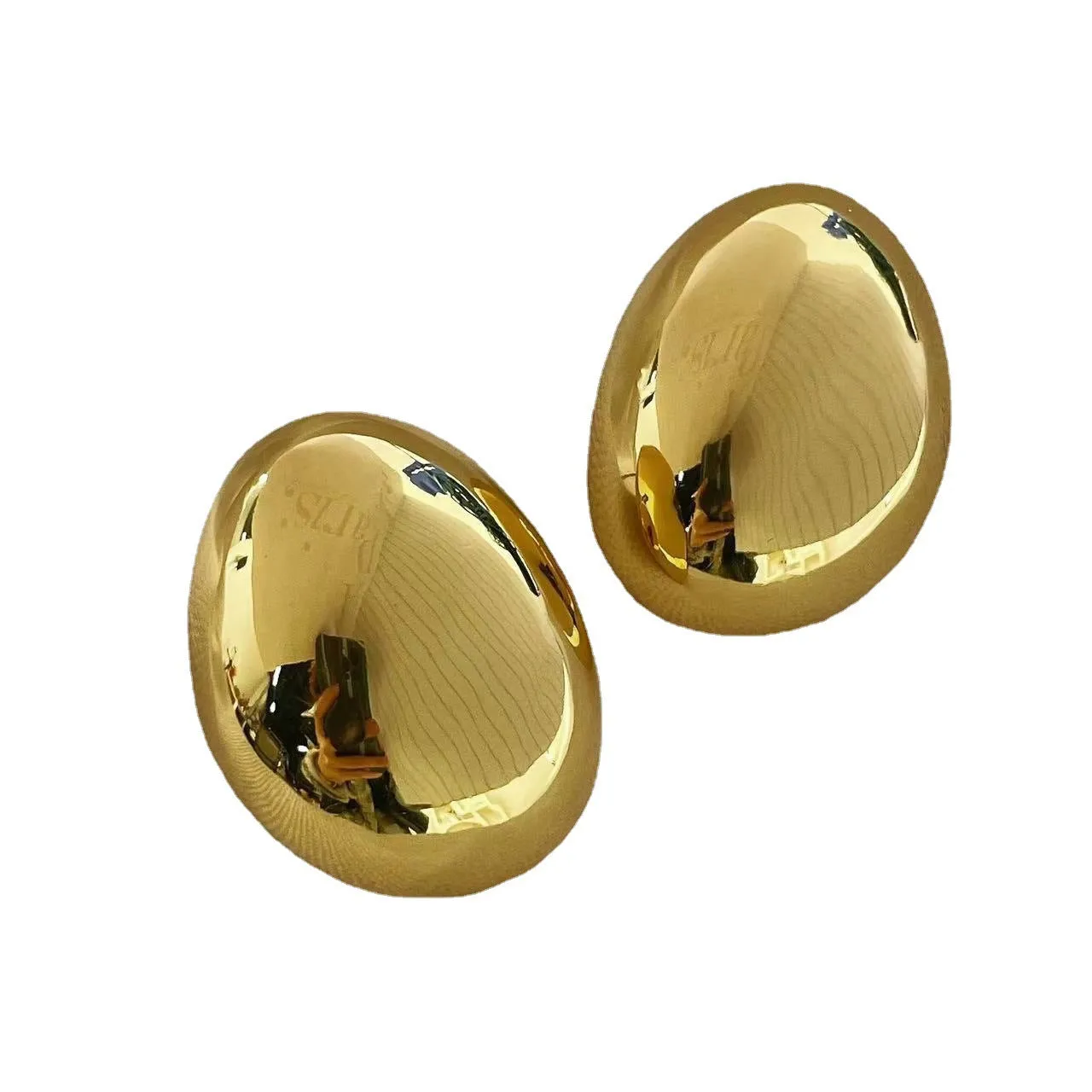 Wholesale Large Exaggerated Smooth 3D Simple Metal Earrings