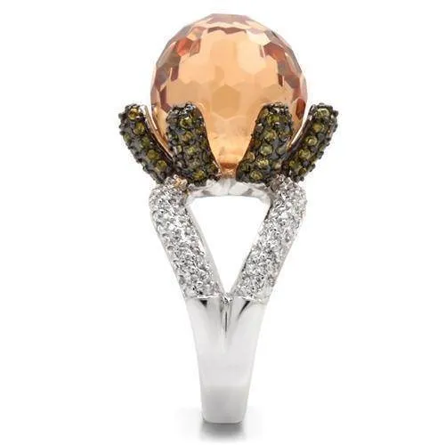 Women's Rings - Champagne Sphere Ring 0W021 - Rhodium  