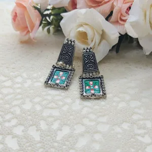 YASMIN- GREEN HANDPAINTED EARRINGS
