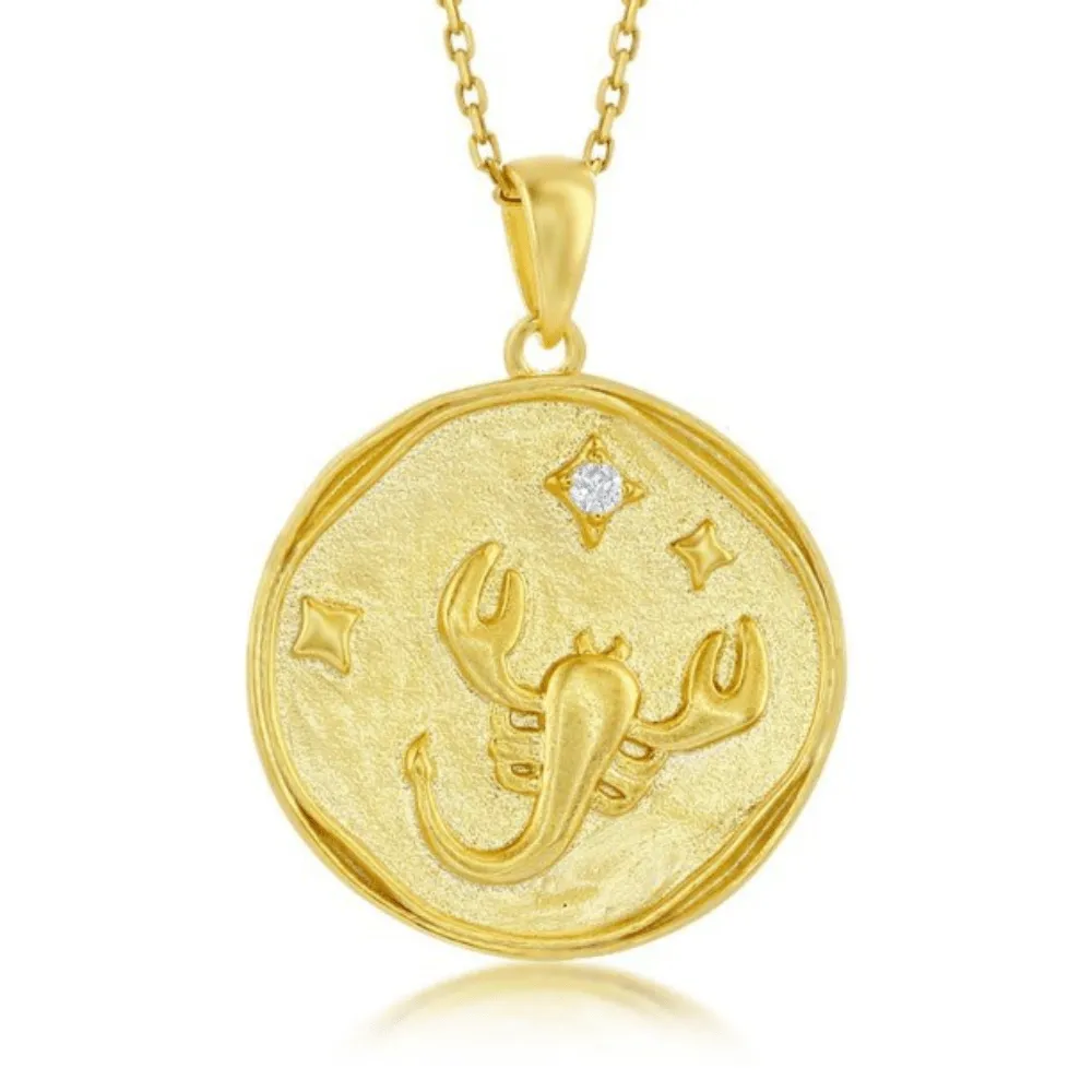 YGP Sterling 'Scorpio' CZ Circle Zodiac Pendant w/Chain
