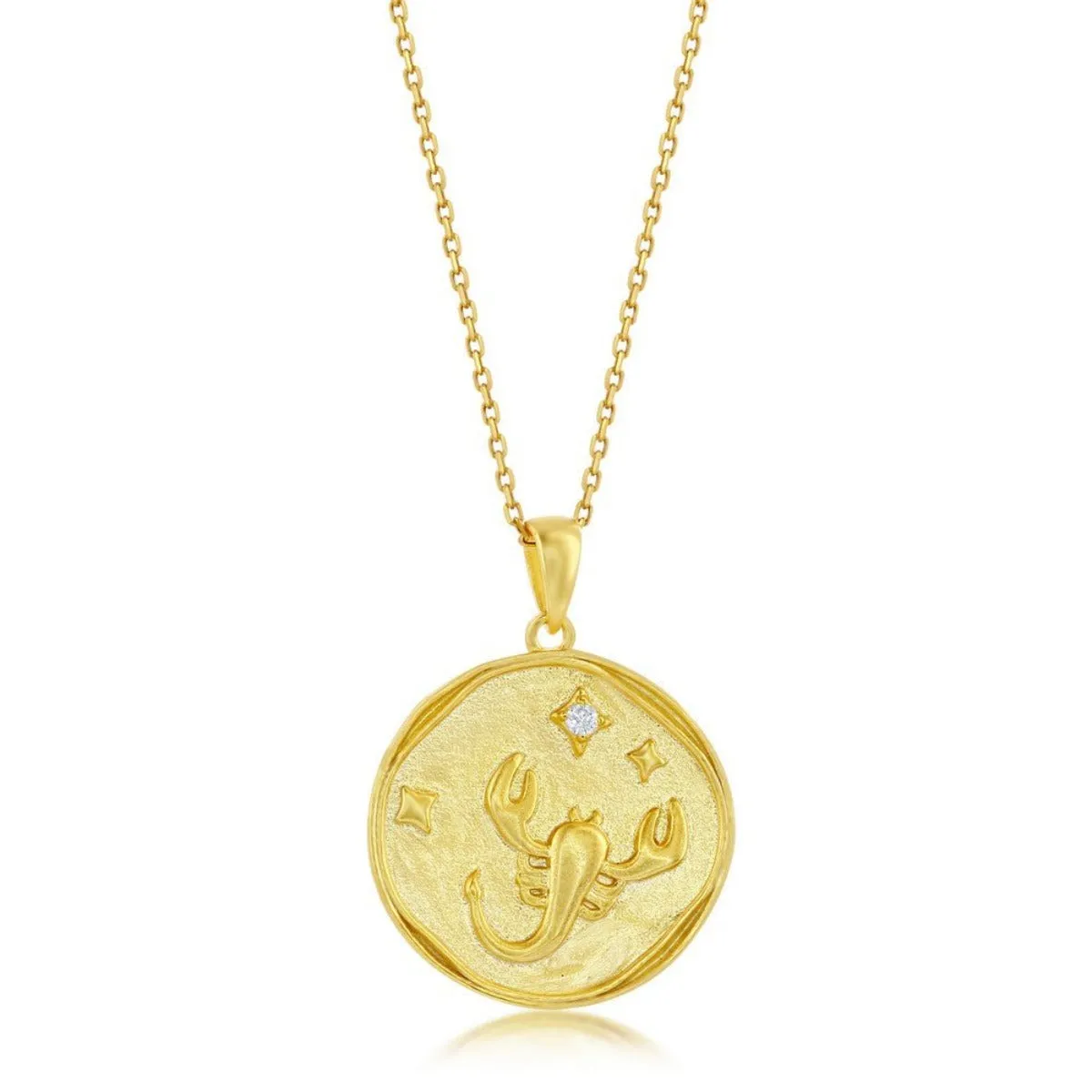 YGP Sterling 'Scorpio' CZ Circle Zodiac Pendant w/Chain