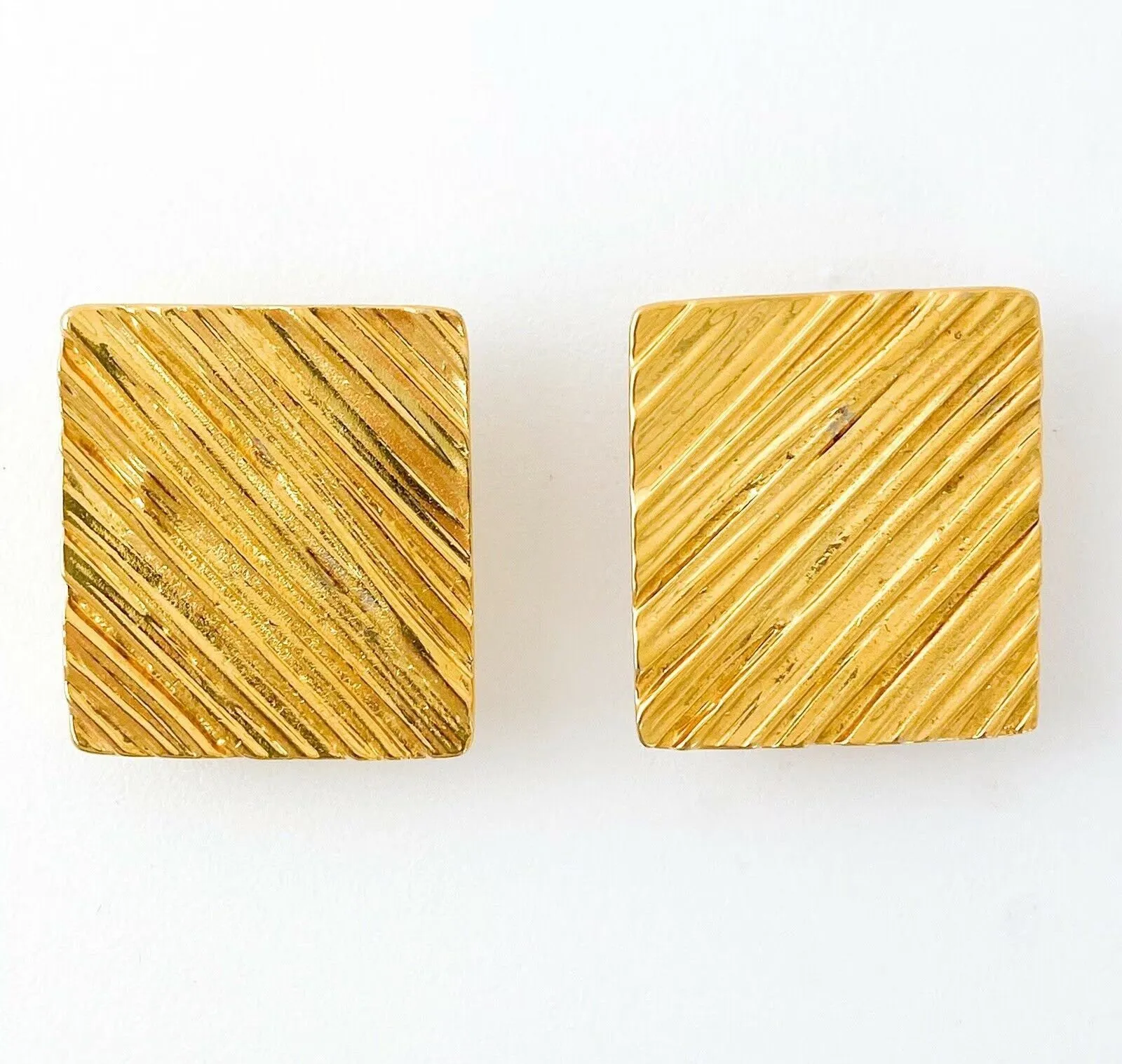 YSL Yves Saint Laurent Vintage Massive Rectangle Earrings Stylish Made in France