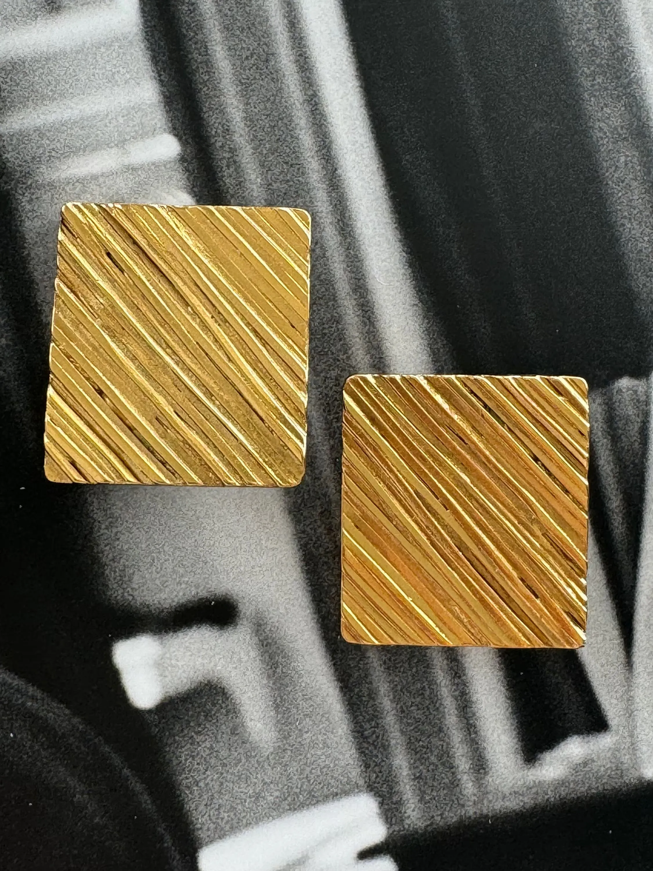 YSL Yves Saint Laurent Vintage Massive Rectangle Earrings Stylish Made in France