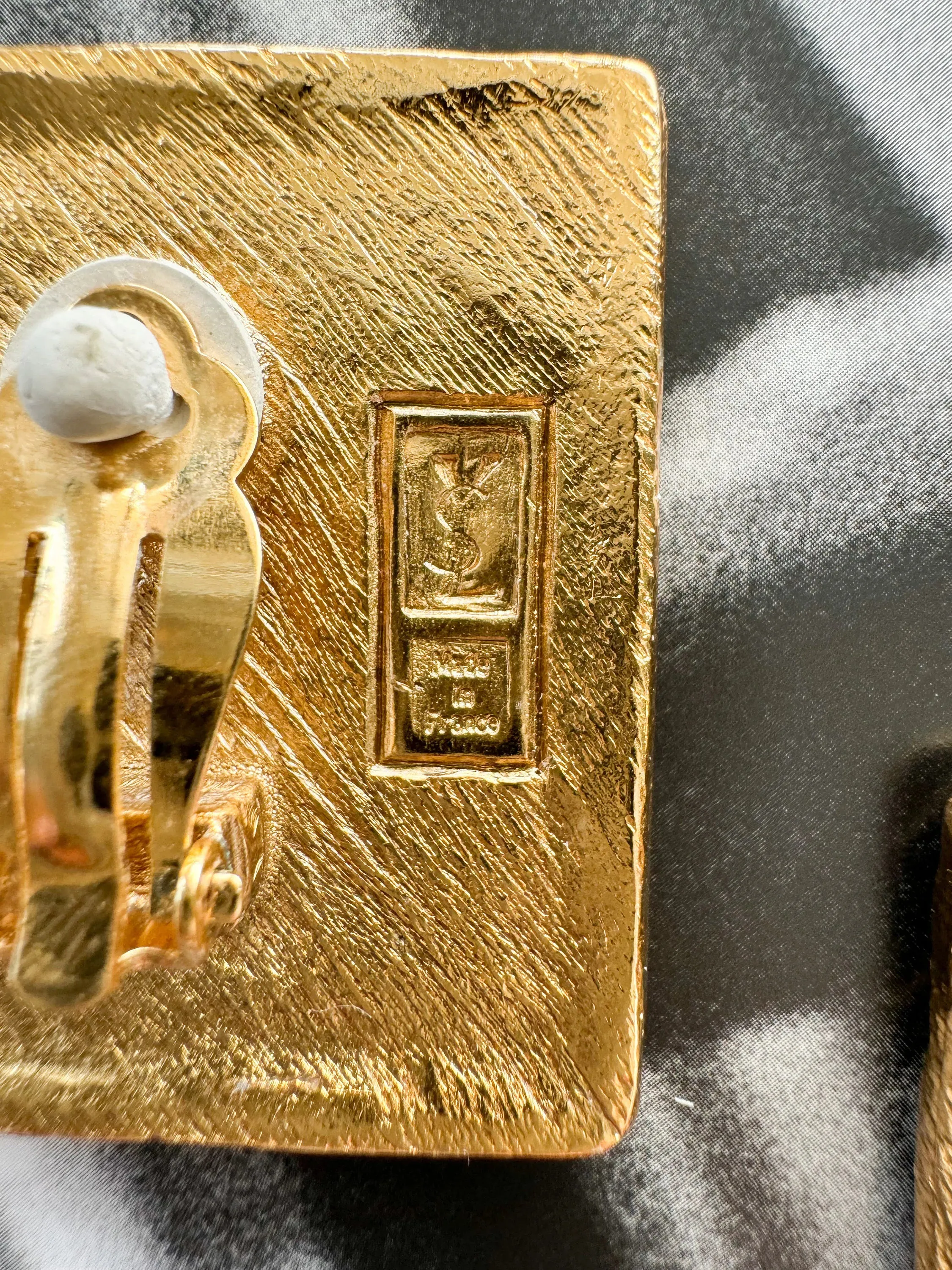YSL Yves Saint Laurent Vintage Massive Rectangle Earrings Stylish Made in France